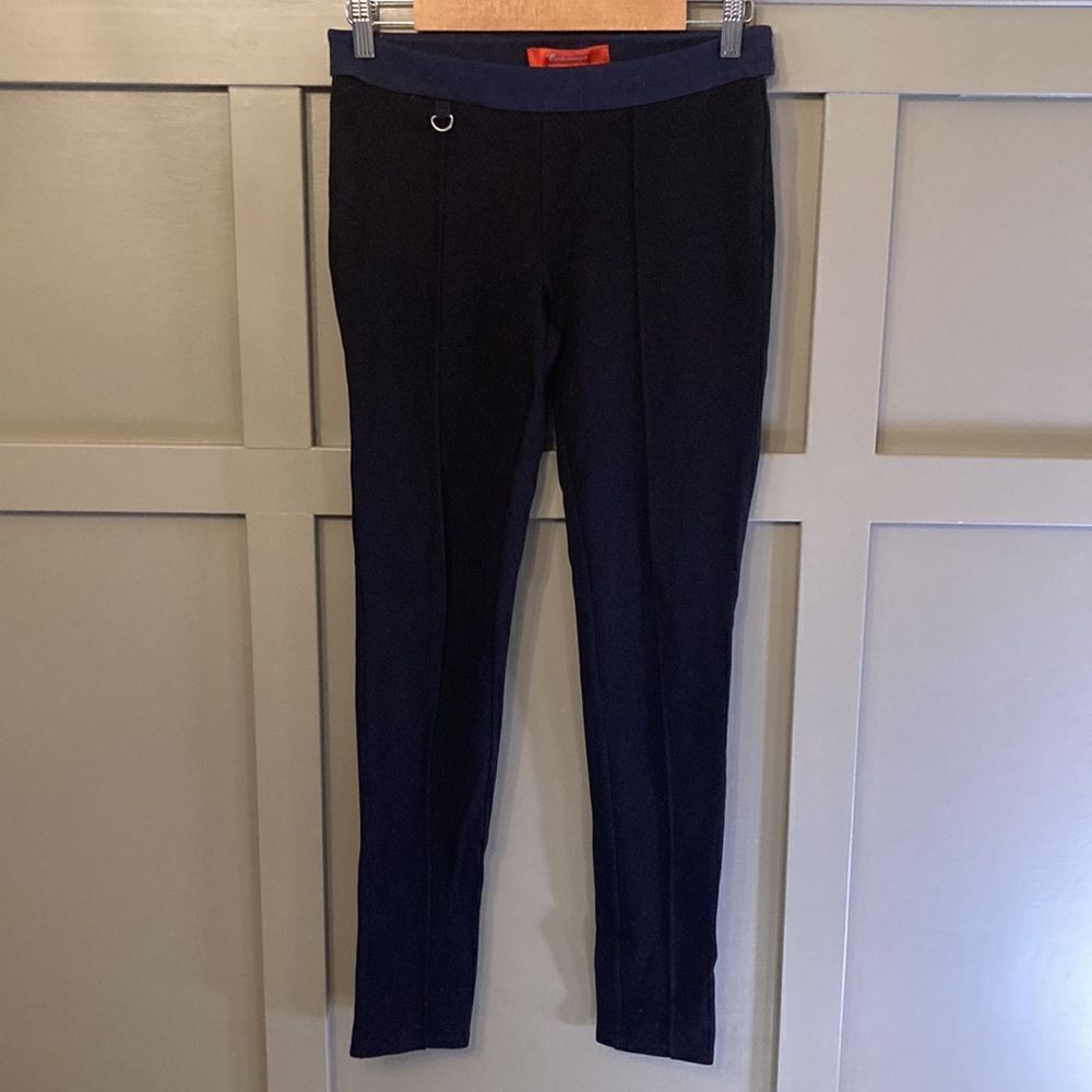 Anthropologie Cartonnier Black Slim Leg Dress Pants Trousers Navy Waistband Sz 2